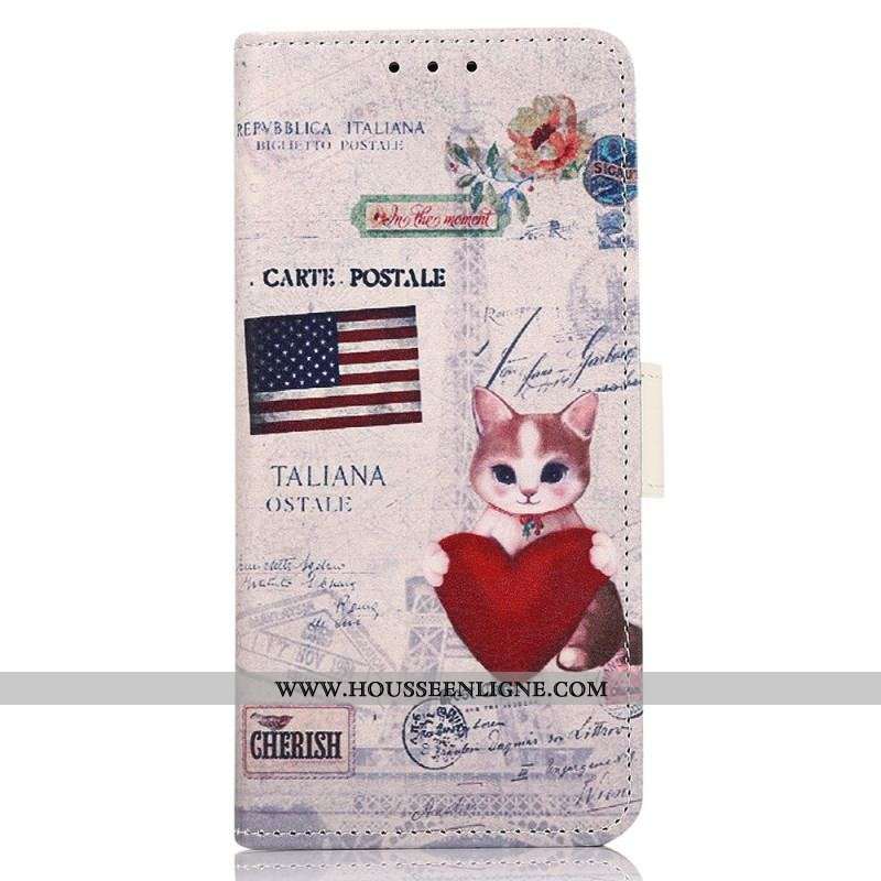 Housse Moto G41 / G31 Chat Voyageur