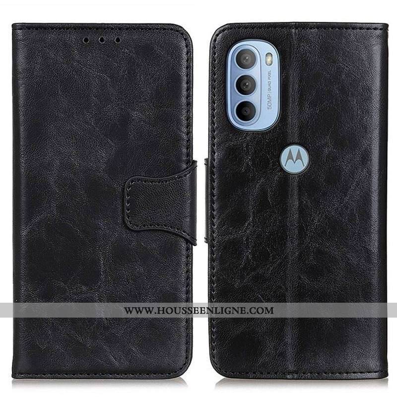 Housse Moto G41 / G31 Cuir Fendu Fermoir Réversible