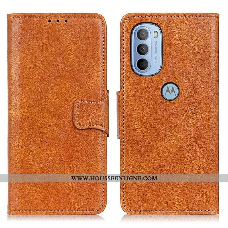 Housse Moto G41 / G31 Effet Cuir Fermoir Réversible