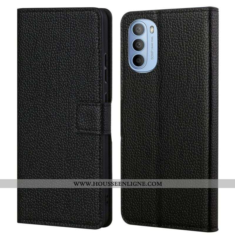 Housse Moto G41 / G31 Effet Cuir Grain Litchi