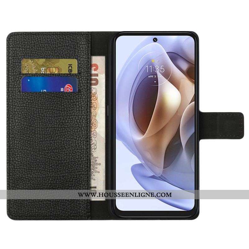Housse Moto G41 / G31 Effet Cuir Grain Litchi