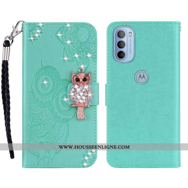 Housse Moto G41 / G31 Hibou Mandala et Breloque