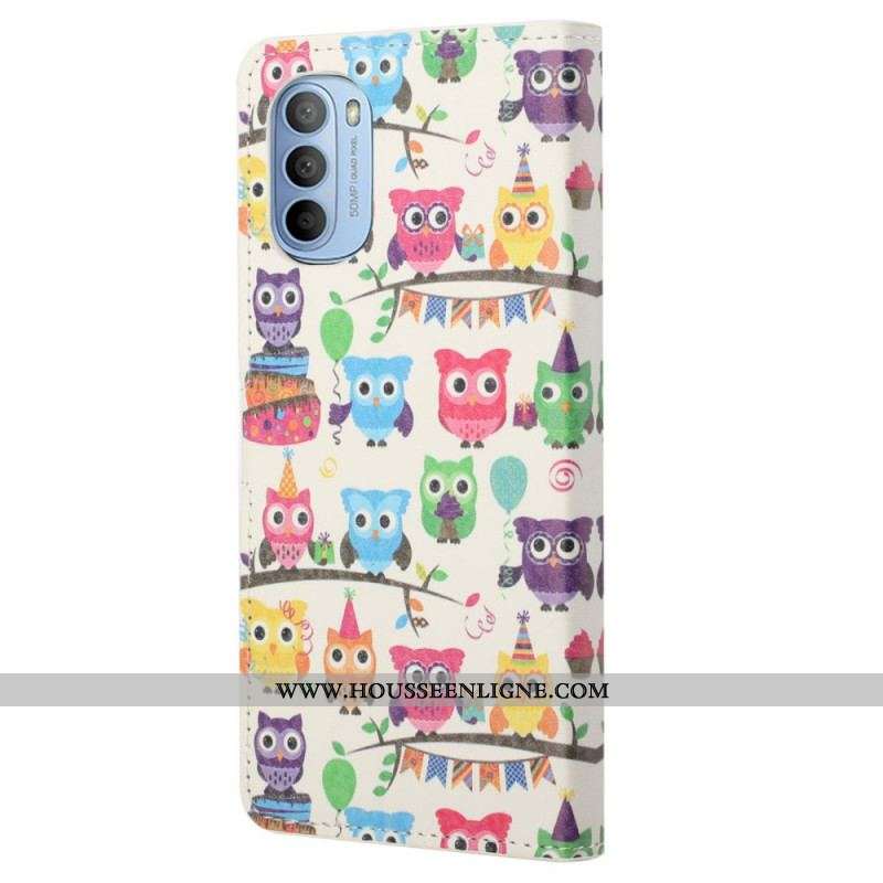 Housse Moto G41 / G31 Hiboux Fond Blanc