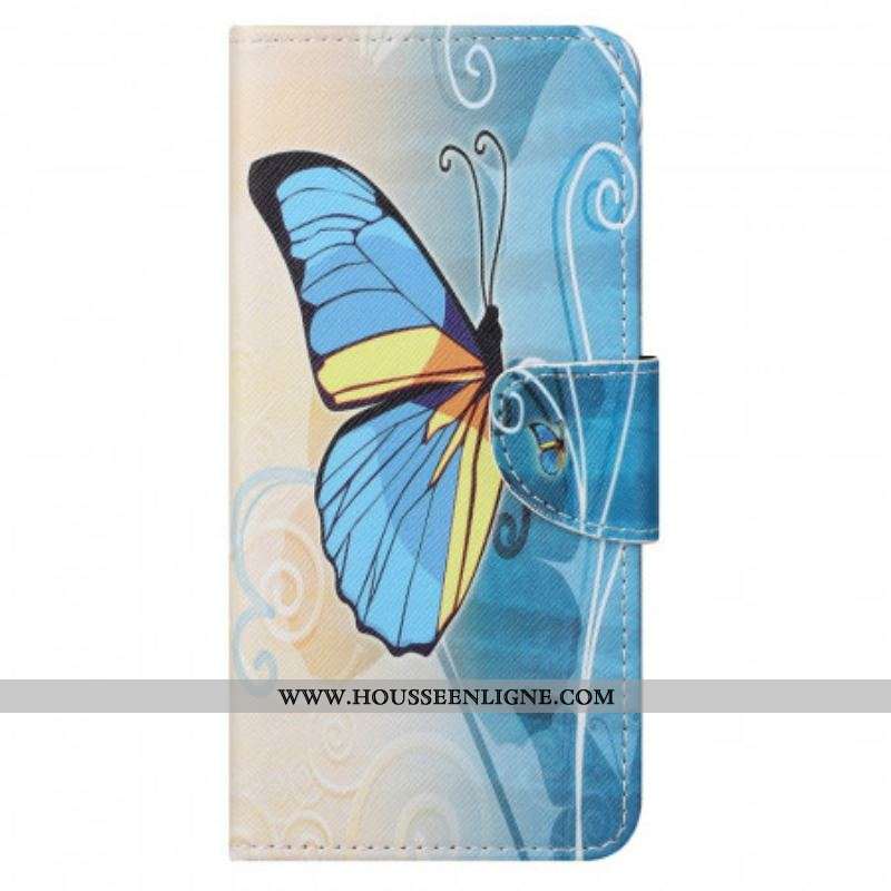 Housse Moto G41 / G31 Papillon Bleu et Jaune