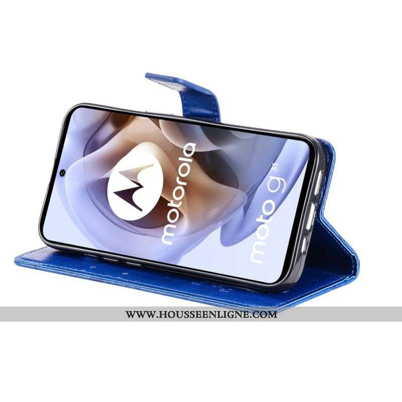 Housse Moto G41 / G31 Papillons Géants à Lanière