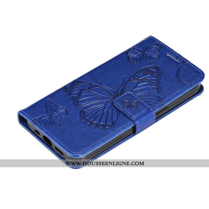 Housse Moto G41 / G31 Papillons Géants à Lanière