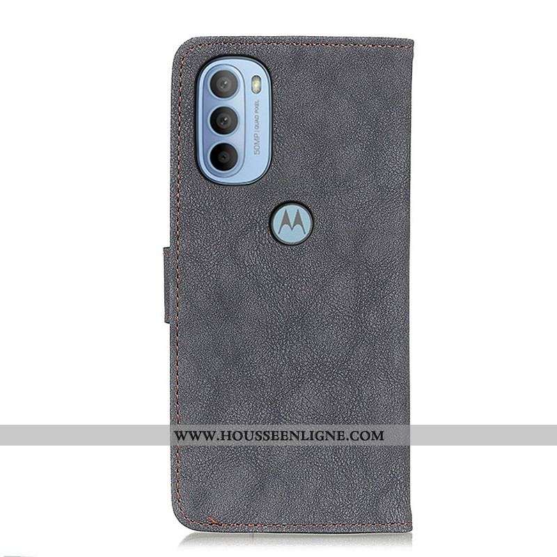 Housse Moto G41 / G31 Simili Cuir Fendu Rétro KHAZNEH