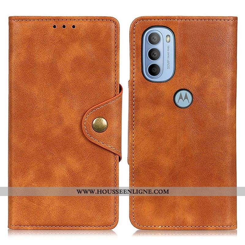 Housse Moto G41 / G31 Simili Cuir Vintage et Bouton