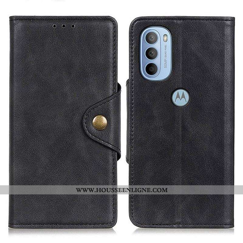 Housse Moto G41 / G31 Simili Cuir Vintage et Bouton