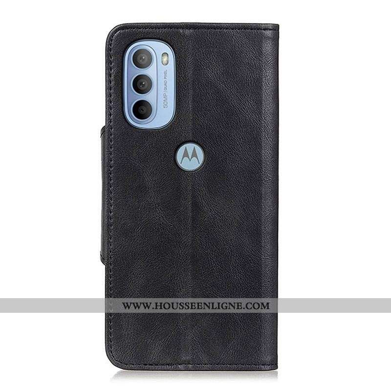 Housse Moto G41 / G31 Simili Cuir Vintage et Bouton