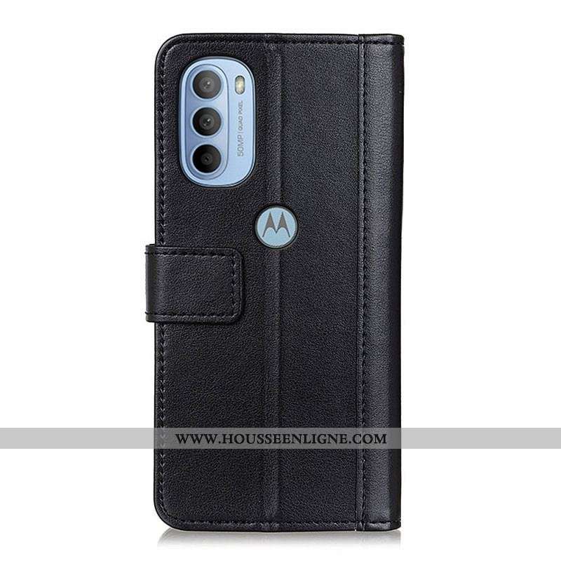 Housse Moto G41 / G31 Version Cuir Fendu