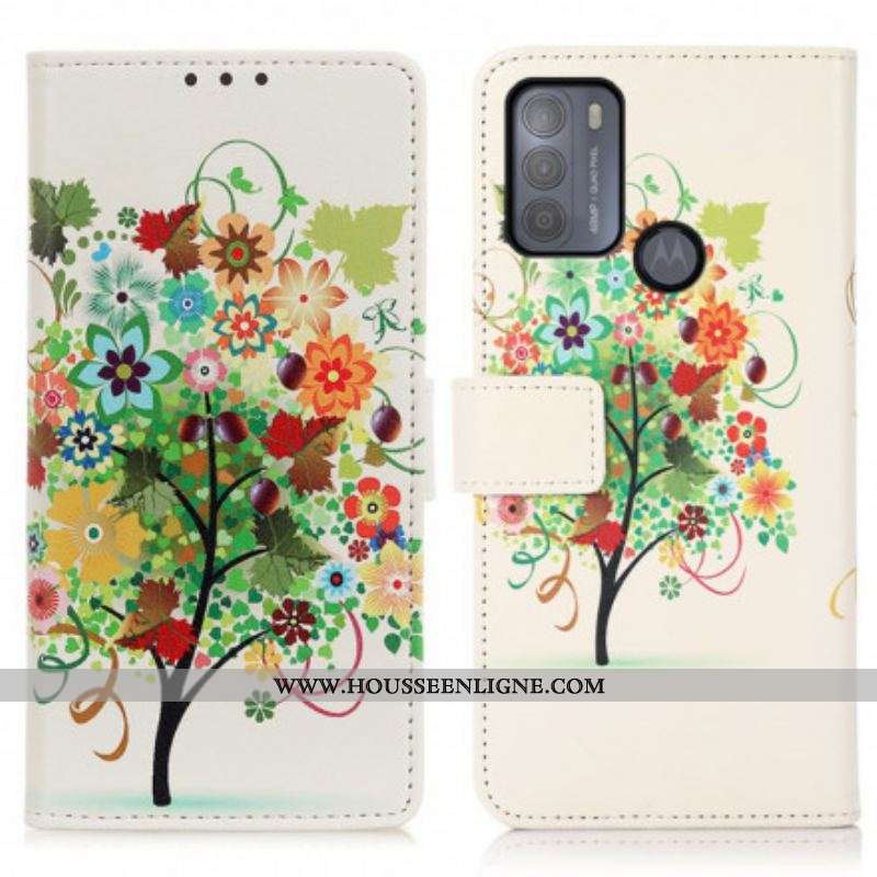 Housse Moto G50 Arbre Coloré