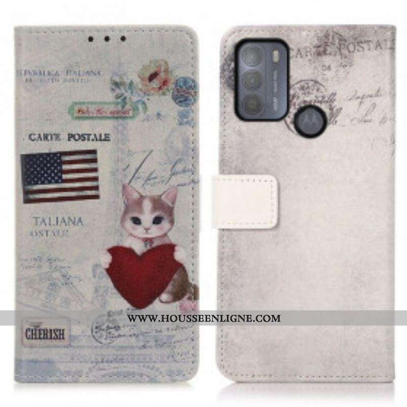 Housse Moto G50 Chat Voyageur