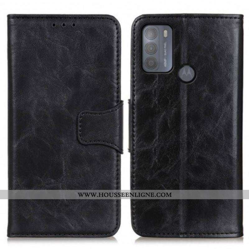 Housse Moto G50 Cuir Fendu Fermoir Réversible