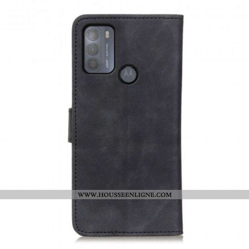 Housse Moto G50 Effet Cuir Vintage KHAZNEH