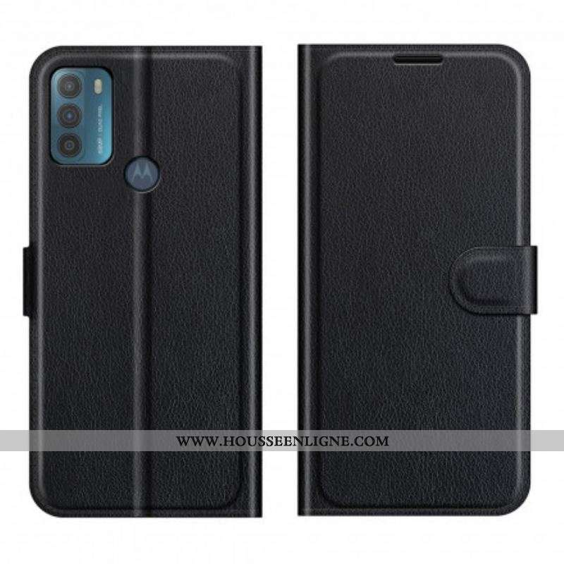 Housse Moto G50 Effet Litchi Classique