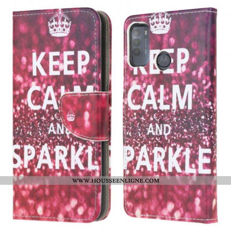 Housse Moto G50 Keep Calm and Sparkle