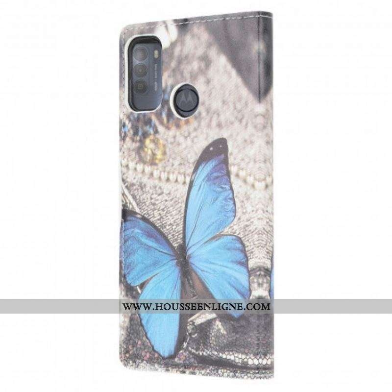 Housse Moto G50 Papillon Bleu