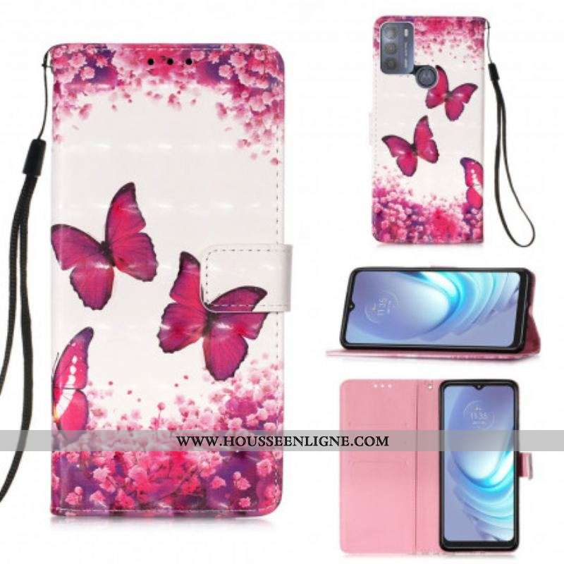 Housse Moto G50 Papillons Rouges