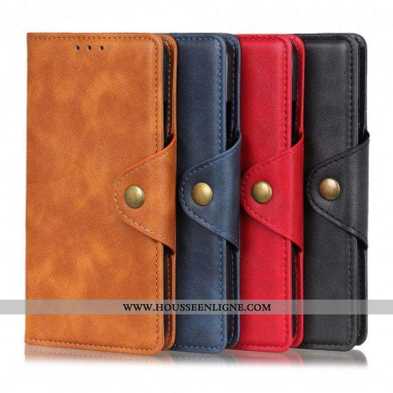 Housse Moto G50 Simil Cuir Bouton Décoratif