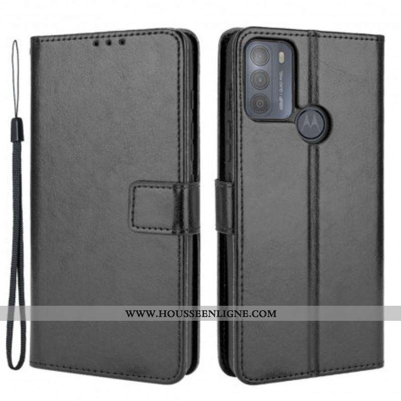 Housse Moto G50 Simili Cuir Flashy
