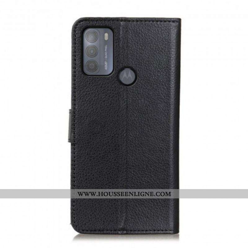 Housse Moto G50 Simili Cuir Litchi Traditionnel