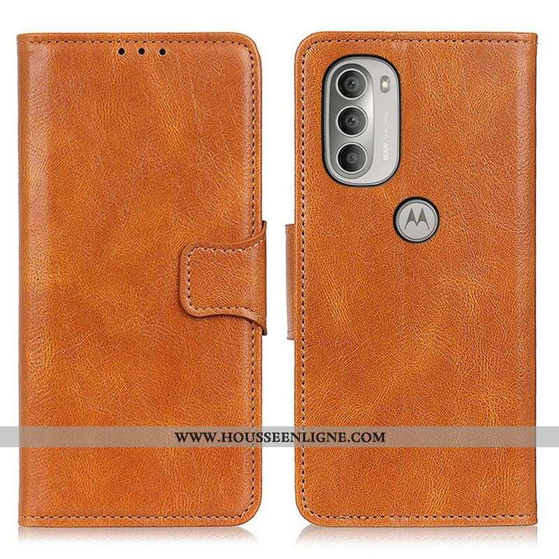 Housse Moto G51 5G Effet Cuir Fermoir Réversible