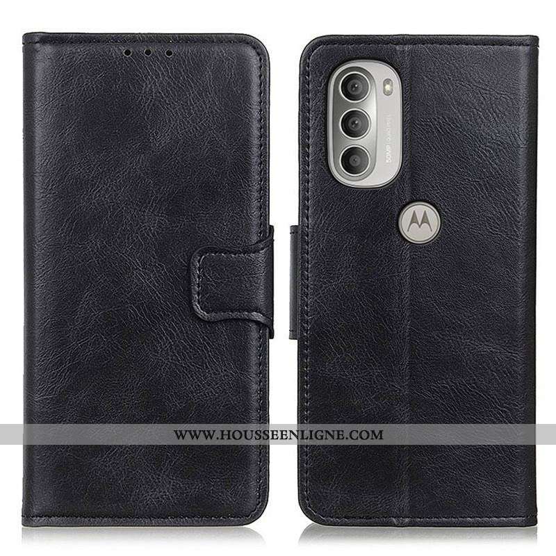 Housse Moto G51 5G Effet Cuir Fermoir Réversible