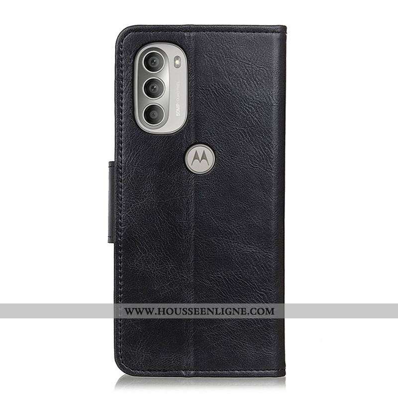 Housse Moto G51 5G Effet Cuir Fermoir Réversible
