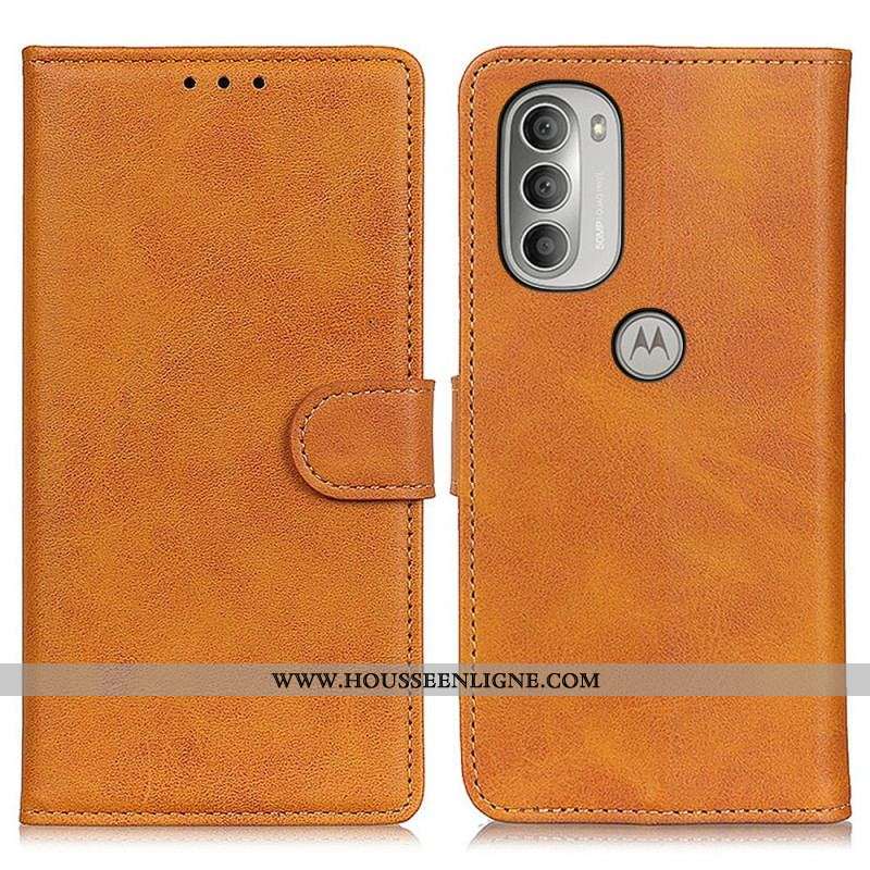 Housse Moto G51 5G Effet Cuir Matte Rétro