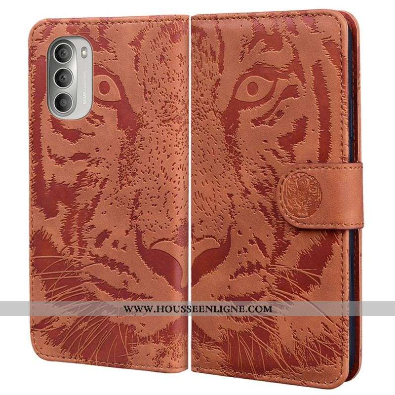 Housse Moto G51 5G Empreinte Face de Tigre