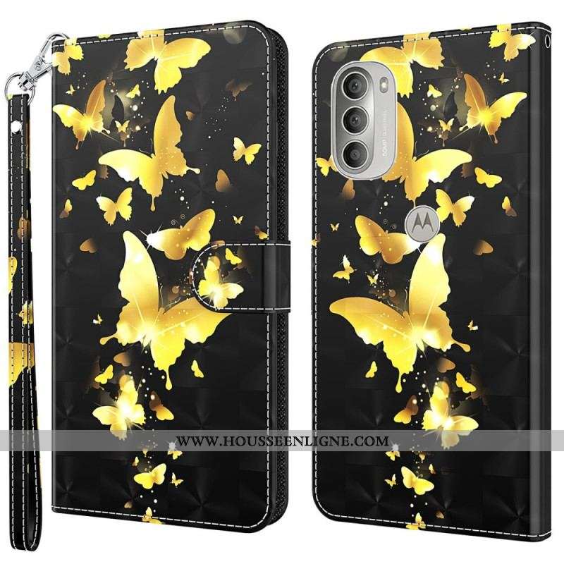 Housse Moto G51 5G Papillons Jaunes