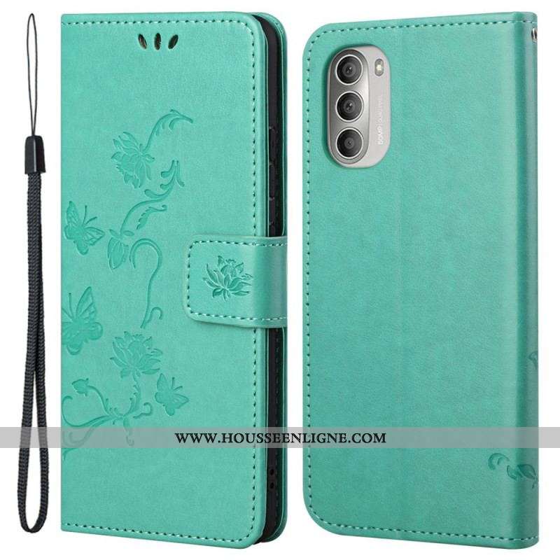 Housse Moto G51 5G Papillons et Fleurs D'Asie