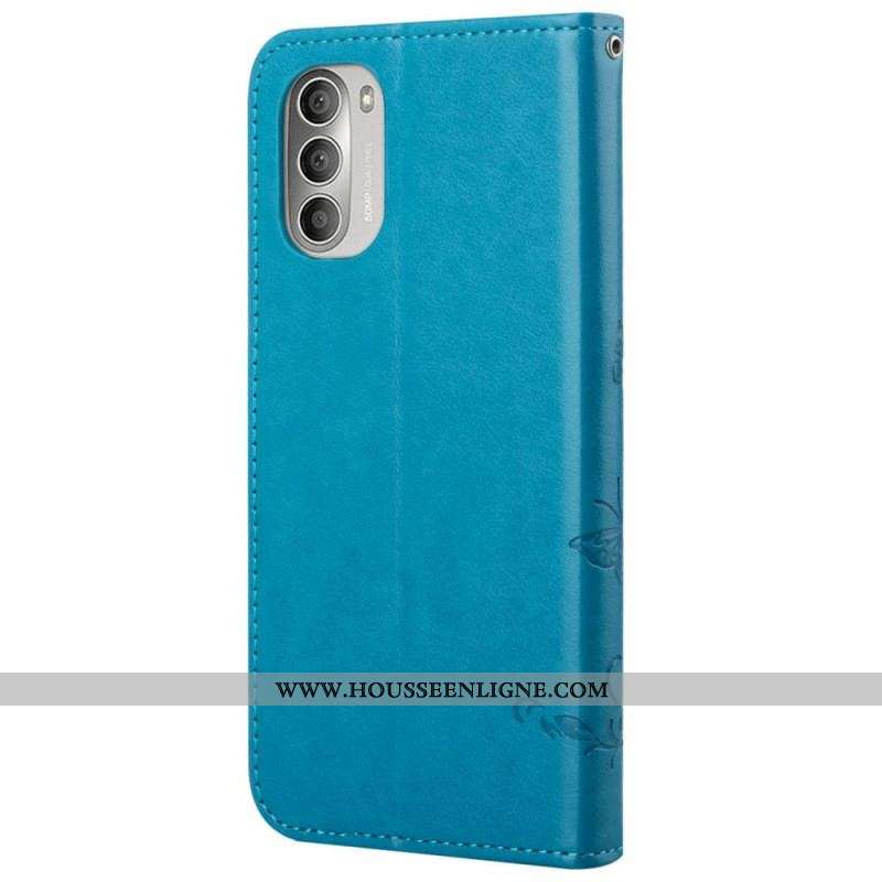 Housse Moto G51 5G Papillons et Fleurs D'Asie
