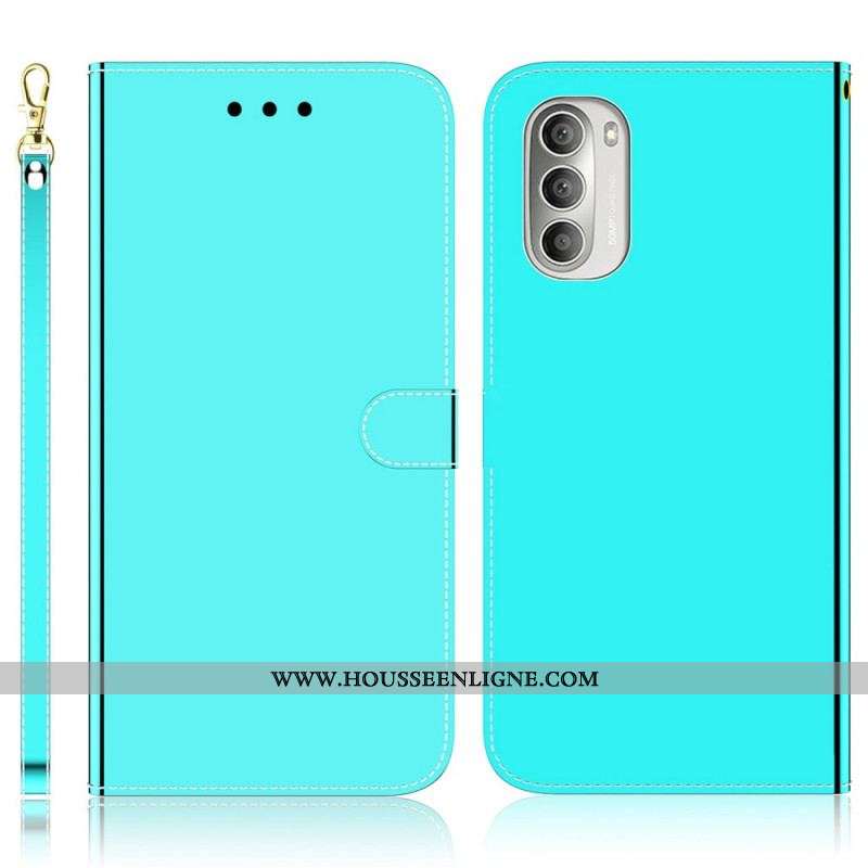 Housse Moto G51 5G Simili Cuir Couverture Miroir