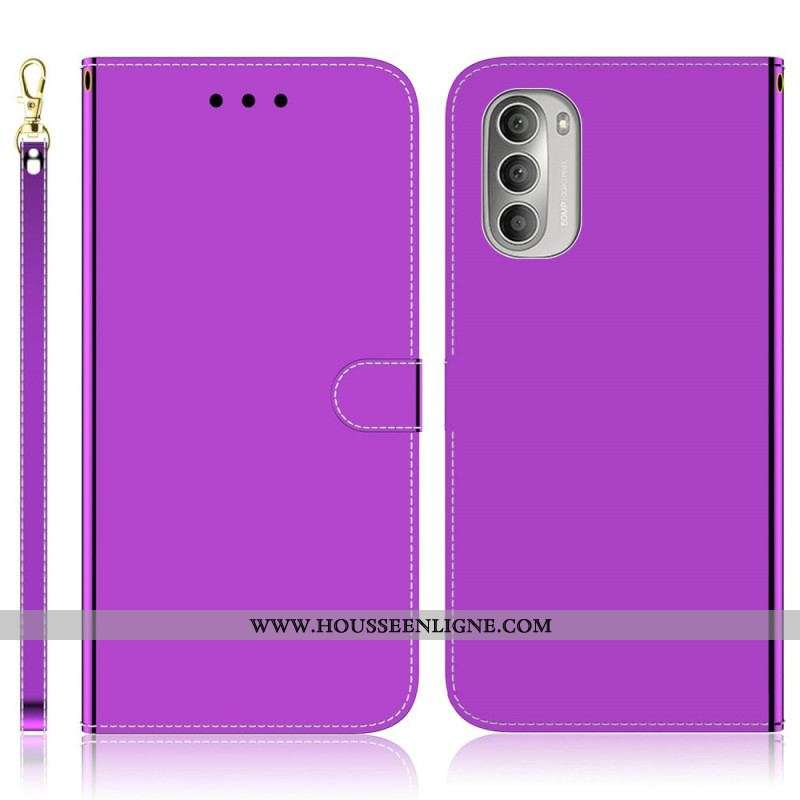 Housse Moto G51 5G Simili Cuir Couverture Miroir