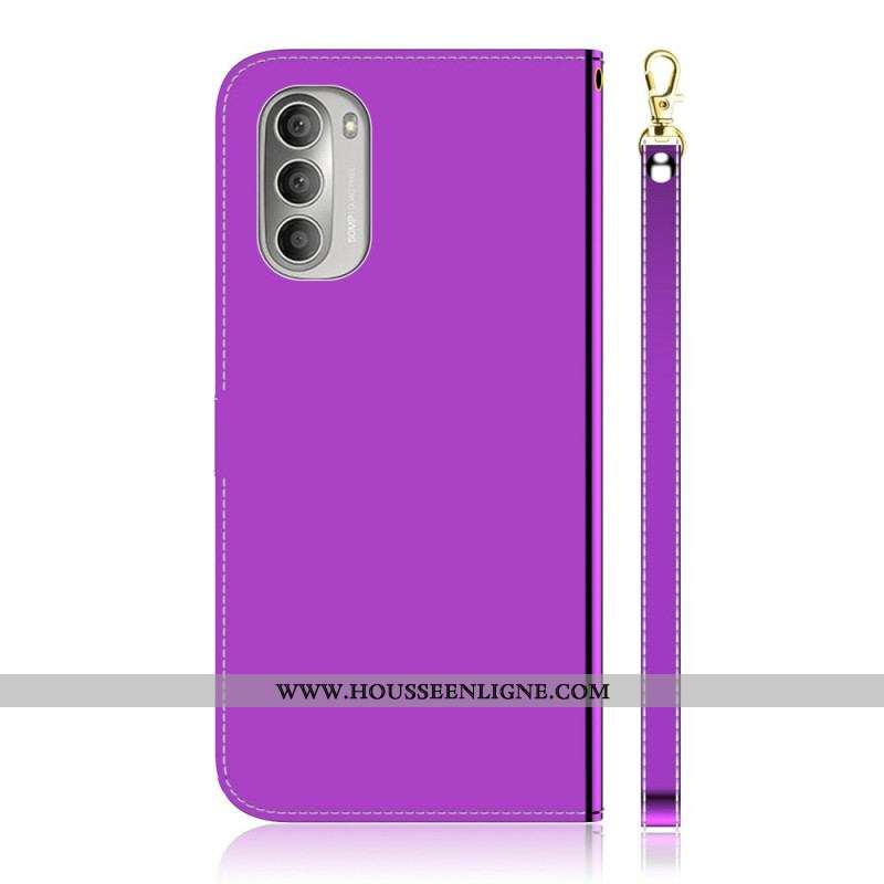 Housse Moto G51 5G Simili Cuir Couverture Miroir