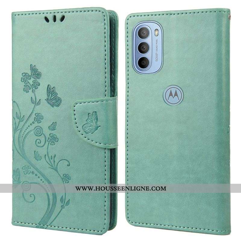 Housse Moto G51 5G Splendides Papillons à Lanière