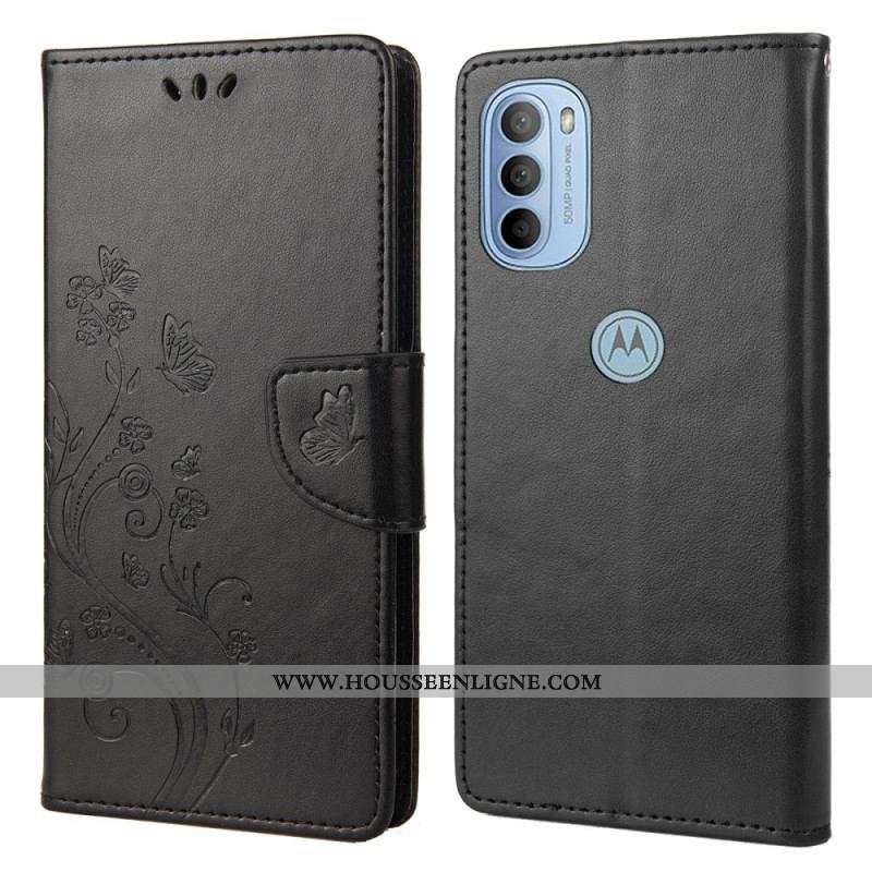 Housse Moto G51 5G Splendides Papillons à Lanière