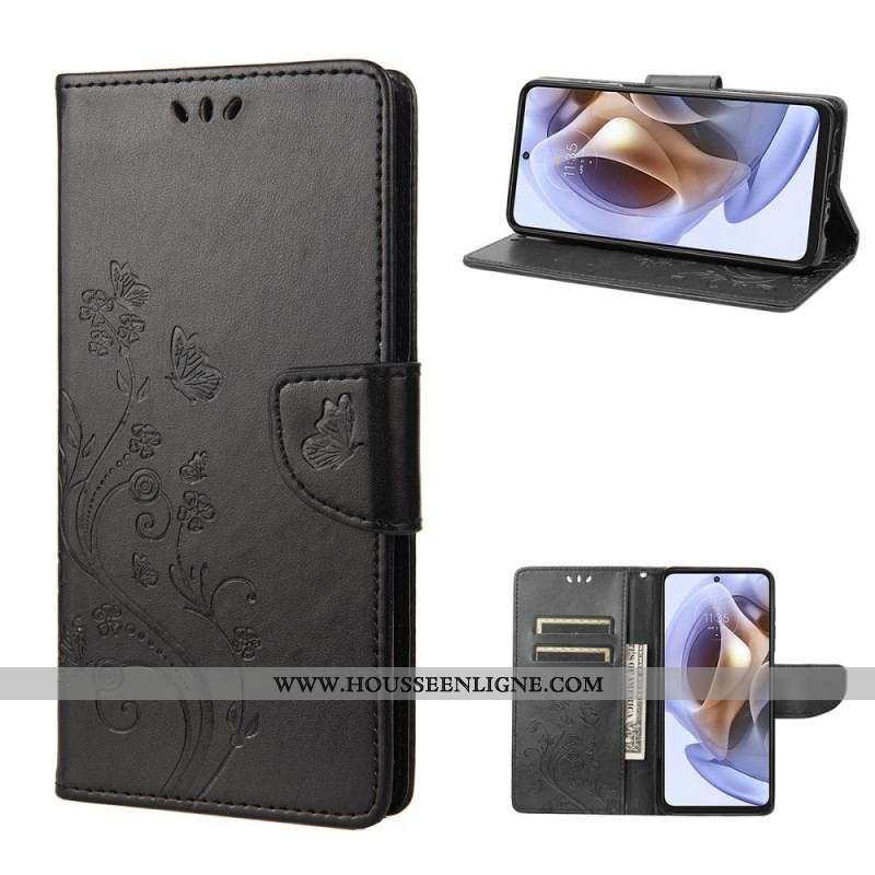 Housse Moto G51 5G Splendides Papillons à Lanière