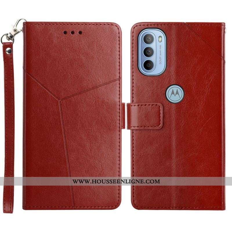 Housse Moto G51 5G Style Cuir Géo Y Design