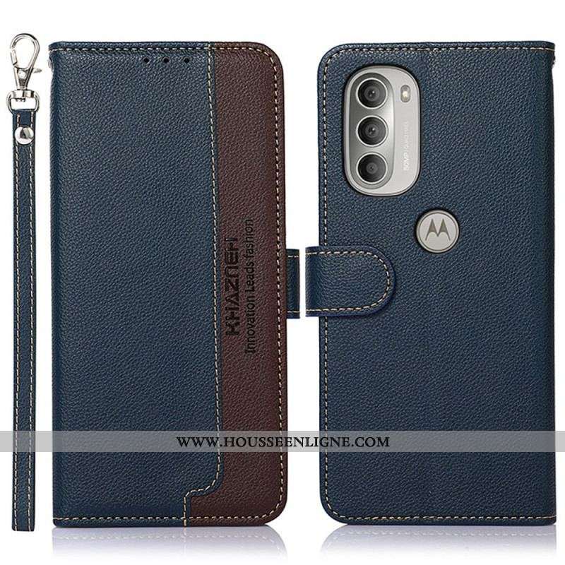 Housse Moto G51 5G Style Litchi RFID KHAZNEH