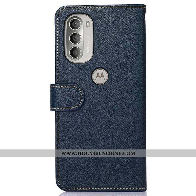 Housse Moto G51 5G Style Litchi RFID KHAZNEH