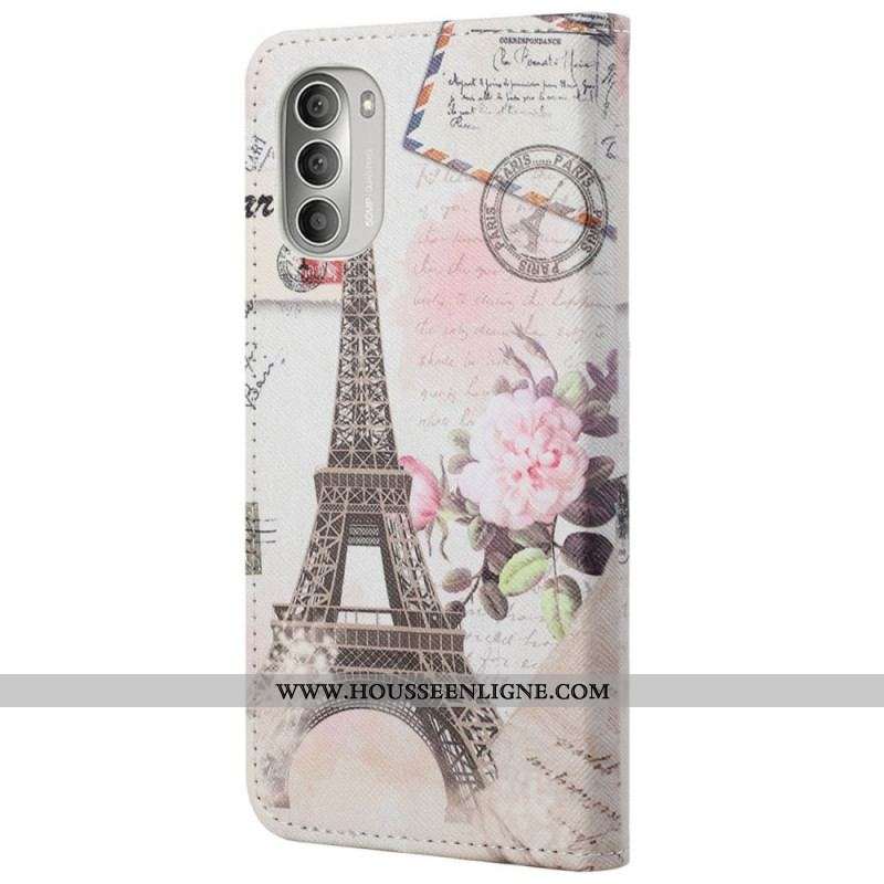 Housse Moto G51 5G Tour Eiffel Rétro