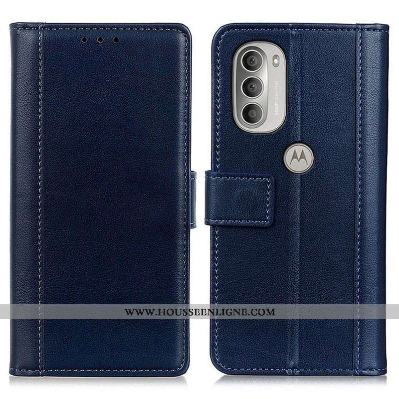 Housse Moto G51 5G Version Coloré Cuir Fendu