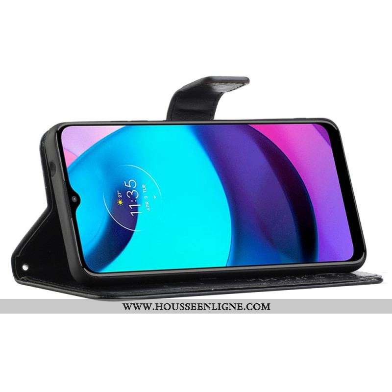 Housse Moto G71 5G Arbre et Hiboux à Lanière