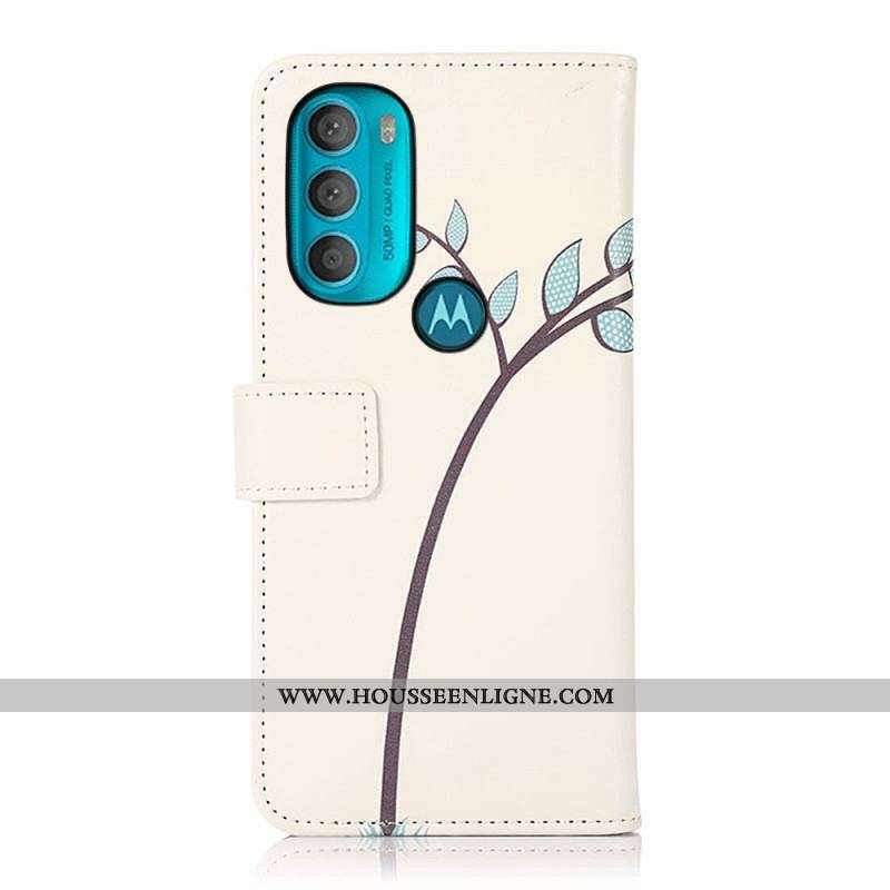 Housse Moto G71 5G Couple De Hiboux Sur l'Arbre