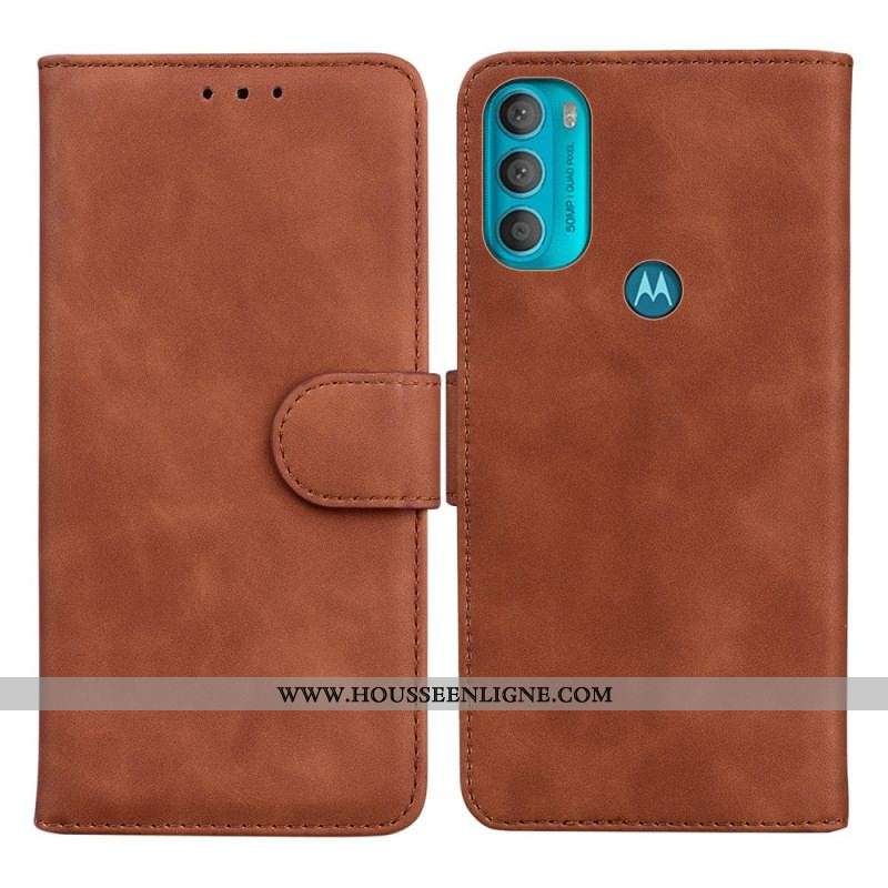 Housse Moto G71 5G Effet Cuir Monochrome