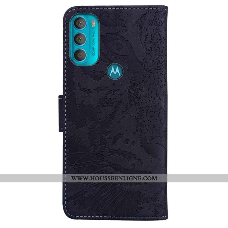 Housse Moto G71 5G Empreinte Face de Tigre