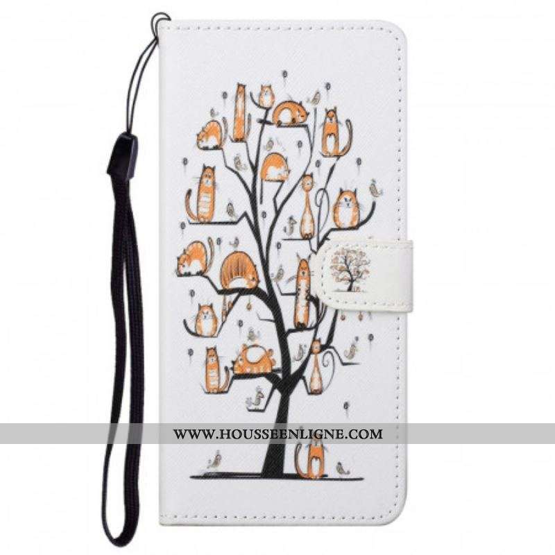 Housse Moto G71 5G Funky Cats à Lanière